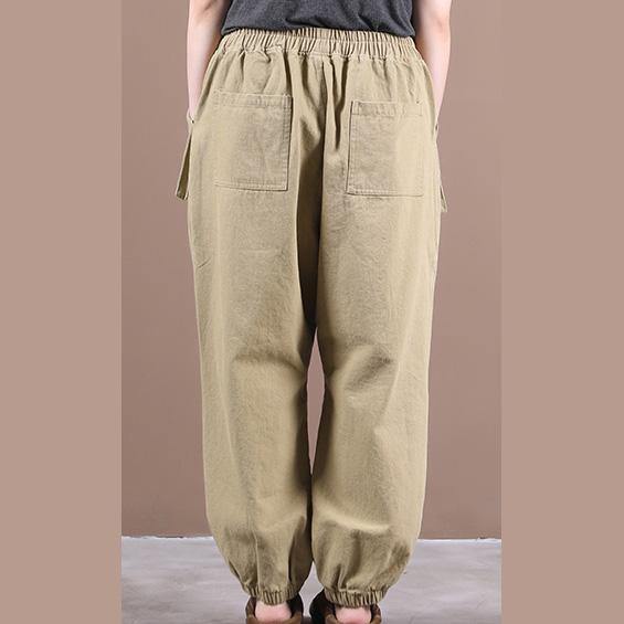 Autumn new style three-dimensional pocket elasticated foot pleated casual pants - SooLinen