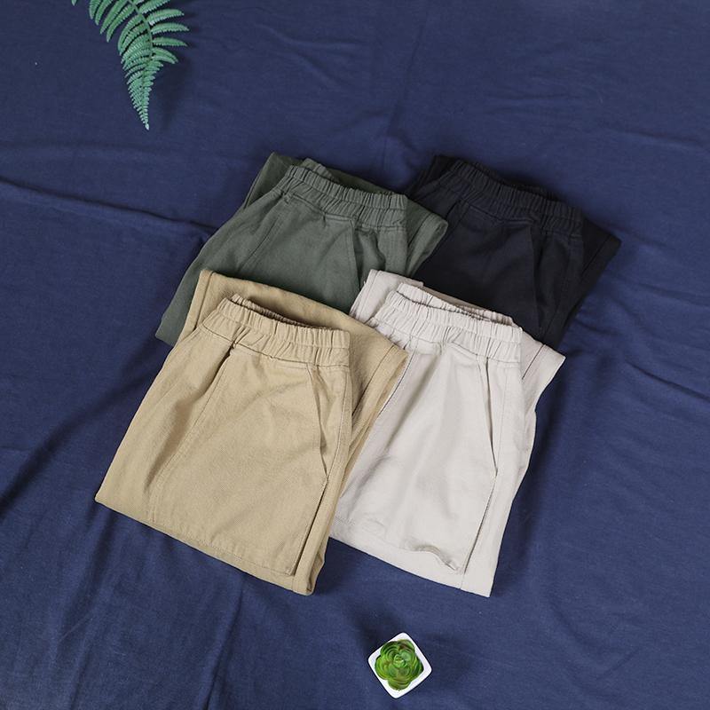 Autumn new style three-dimensional pocket elasticated foot pleated casual pants - SooLinen