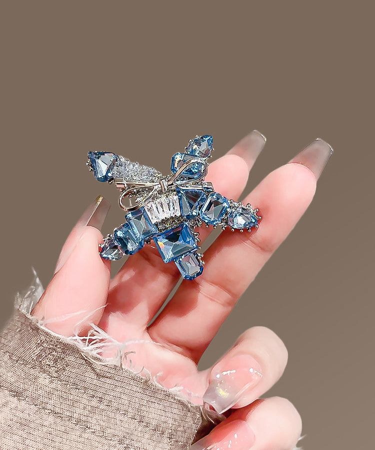 Beach Blue Alloy Crystal Starfish Single Hairpin