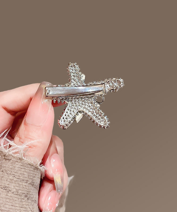Beach Blue Alloy Crystal Starfish Single Hairpin