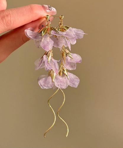 Beach Pink Copper Overgild Chiffon Tassel Drop Earrings