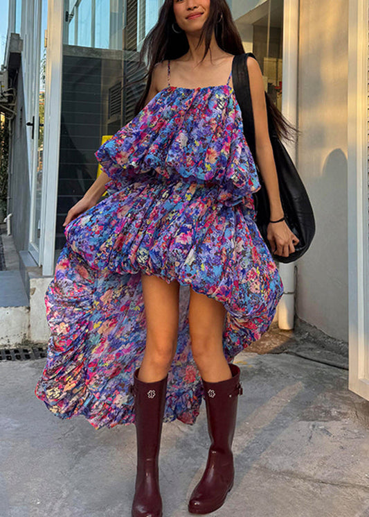 Zweiteiliges Set aus Weste und asymmetrischem Rock mit Strandmuster in Lila (ärmellos)