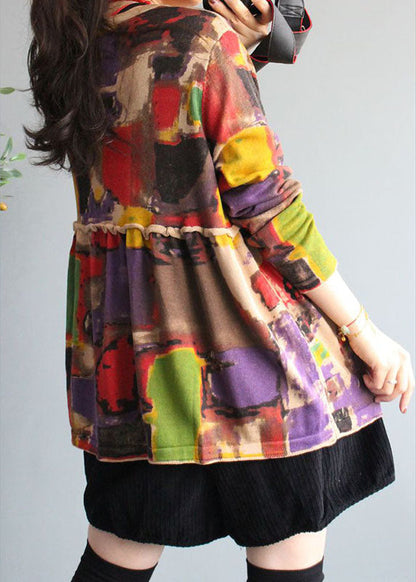 Wunderschöner Apricot-Strickpullovermantel mit V-Ausschnitt und Druckknopf