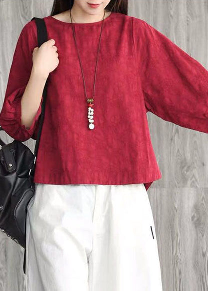 Schönes Babyblaues O-Ausschnitt Jacquard Laternenärmel Herbst Shirt Tops