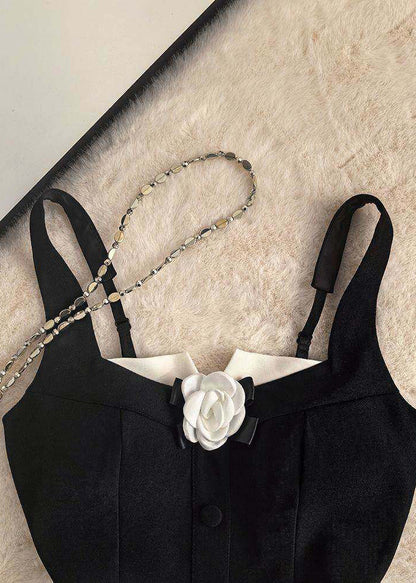Beautiful Black Floral Cotton Beach Vest Summer