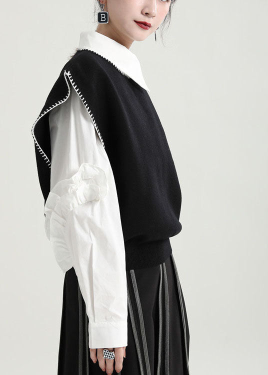 Schöne Schwarze O-Neck Strick Strand Weste Frühling