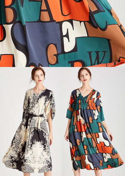 Beautiful Black White Print Loose Tie waist A Line Summer Dresses - SooLinen