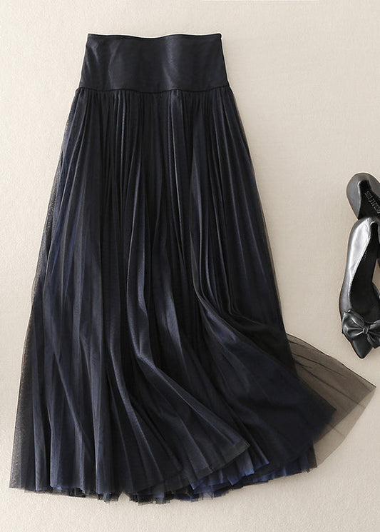 Schöner schwarzer Patchwork-Tüllrock mit Reißverschluss für den Frühling