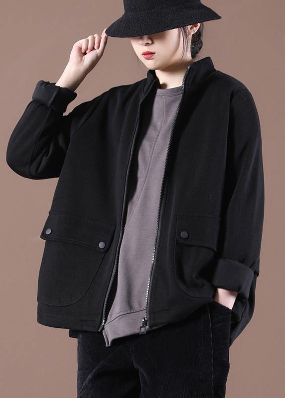 Beautiful Black Zip Up Trench Short Coat - SooLinen
