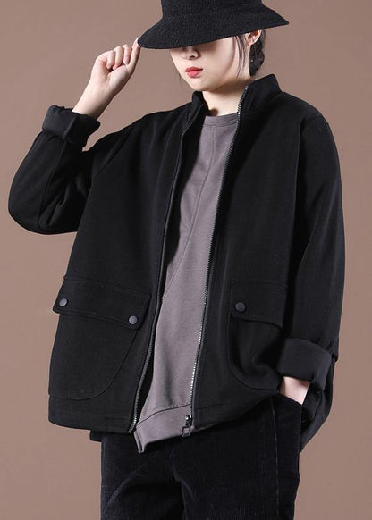 Beautiful Black Zip Up Trench Short Coat - SooLinen