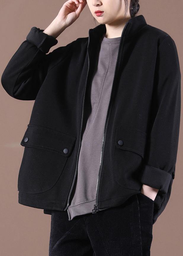 Beautiful Black Zip Up Trench Short Coat - SooLinen