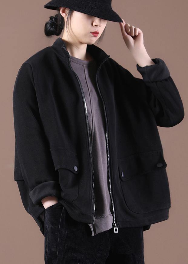 Beautiful Black Zip Up Trench Short Coat - SooLinen