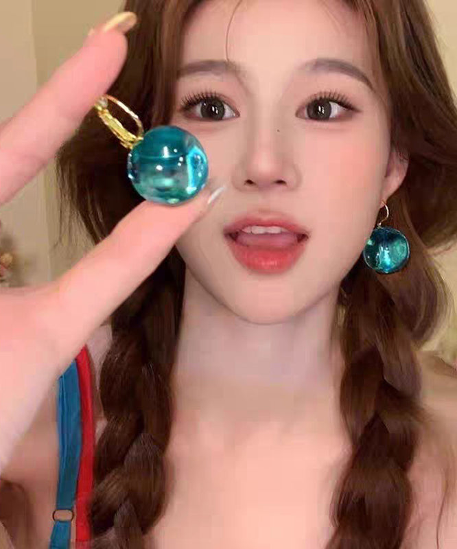 Beautiful Blue Acrylic Alloy Sphere Drop Earrings