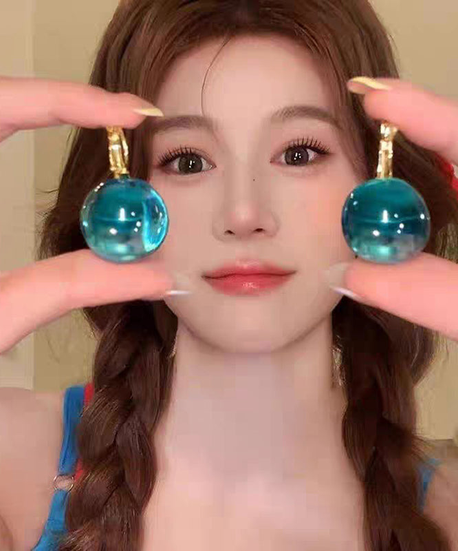 Beautiful Blue Acrylic Alloy Sphere Drop Earrings
