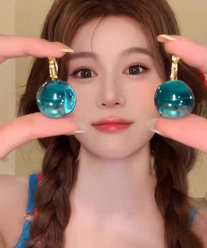 Beautiful Blue Acrylic Alloy Sphere Drop Earrings