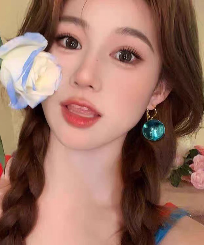 Beautiful Blue Acrylic Alloy Sphere Drop Earrings