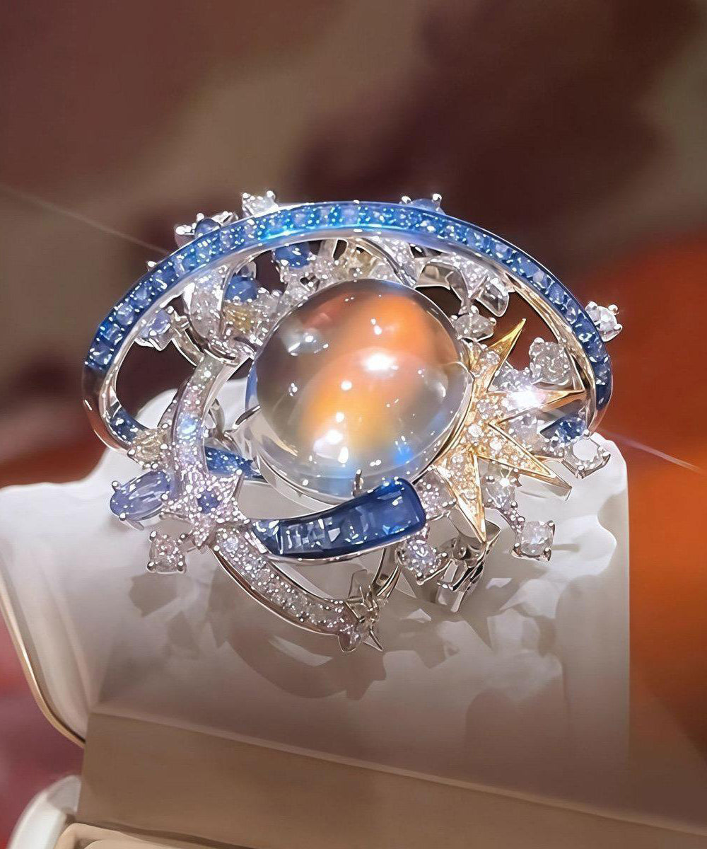 Beautiful Blue Alloy Zircon Duomang Star Planet Rings