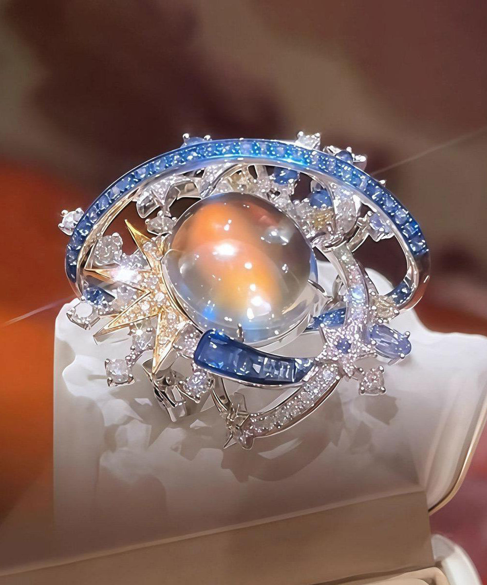 Beautiful Blue Alloy Zircon Duomang Star Planet Rings