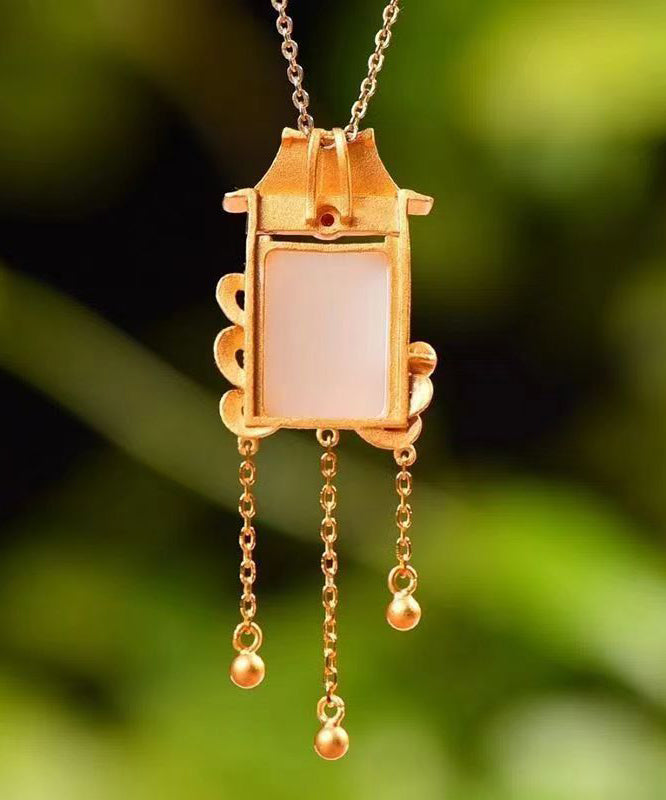 Wunderschöne Halskette mit Quastenanhänger aus blauem Kupfer mit Überzug aus Jade-Achat