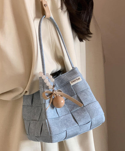 Beautiful Blue Denim Woven Bucket Bag