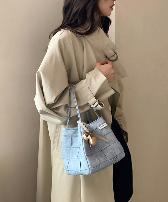 Beautiful Blue Denim Woven Bucket Bag