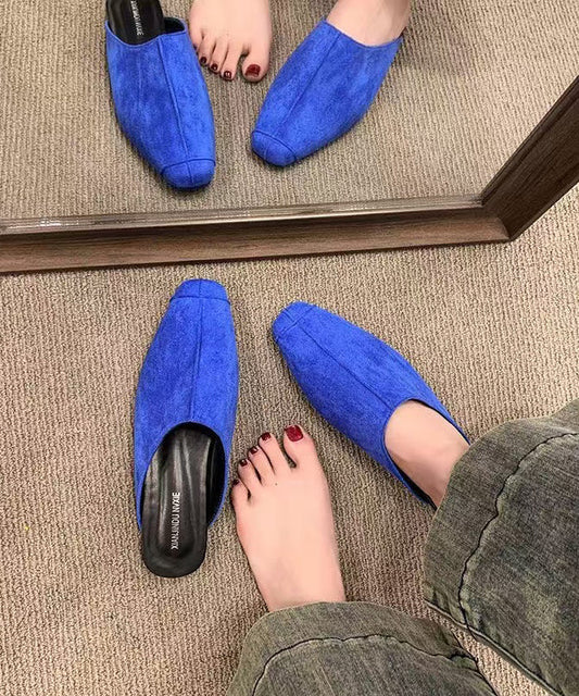 Beautiful Blue Faux Leather Elegant Thong Sandals