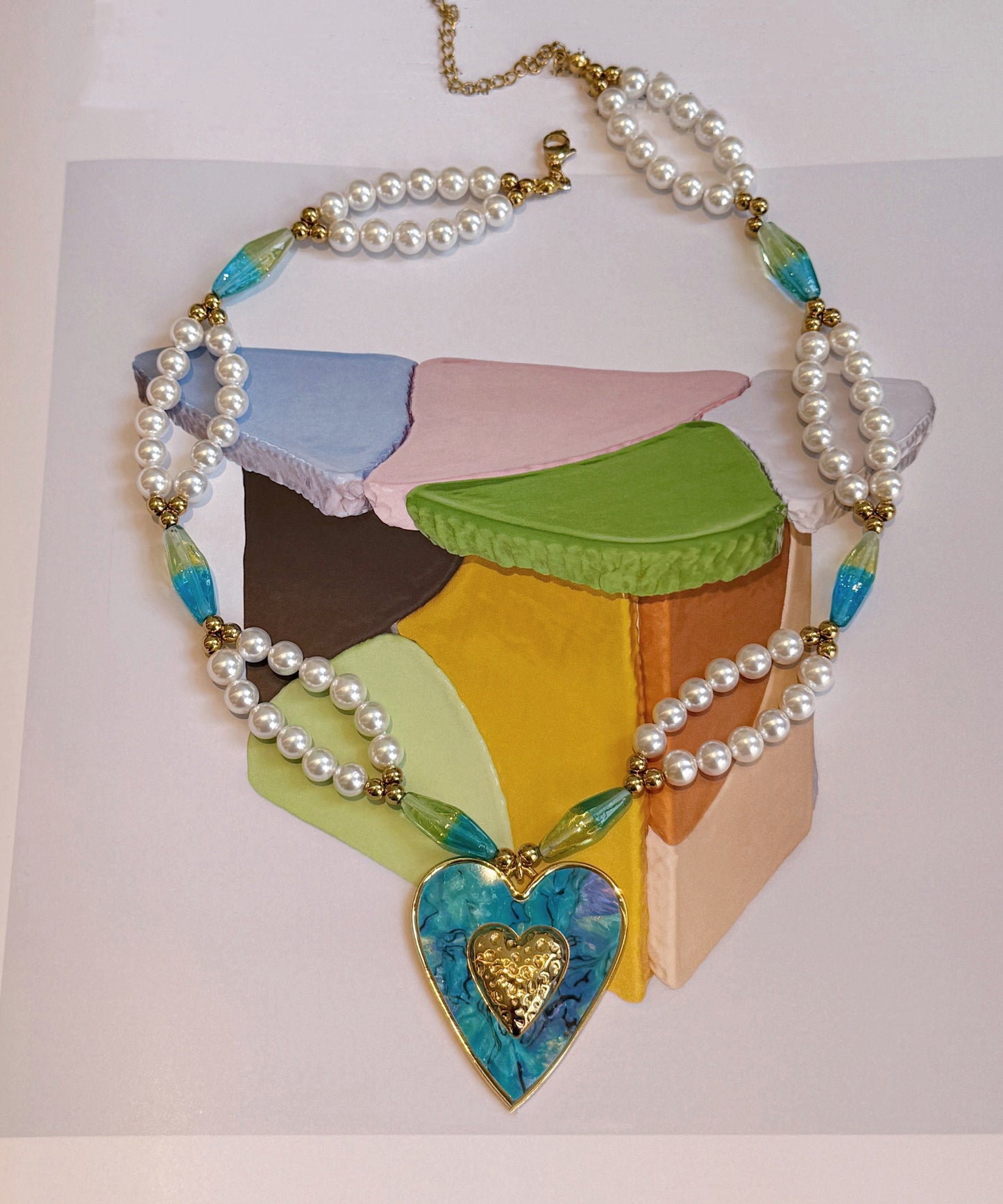 Beautiful Blue Love Pearl Adjustable Alloy Pendant Necklace