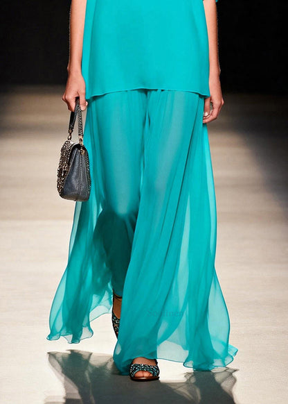 Beautiful Blue Oversized Patchwork Chiffon Long Dress Summer
