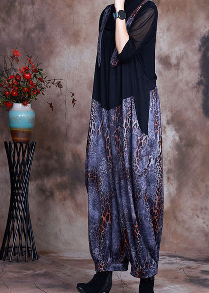 Schönes Blaues Patchwork-Druck-Zweiteiler-Set Frühling