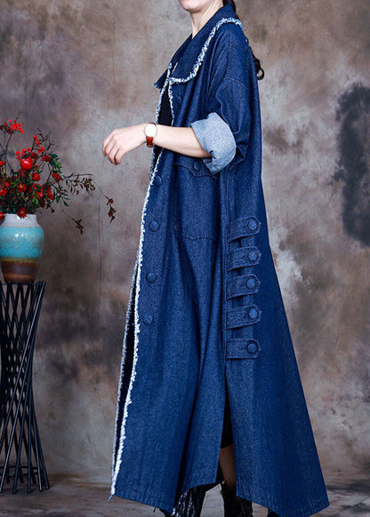 Wunderschöner blauer PeterPan Kragen Knopf seitlich offen Jeansmantel Winter