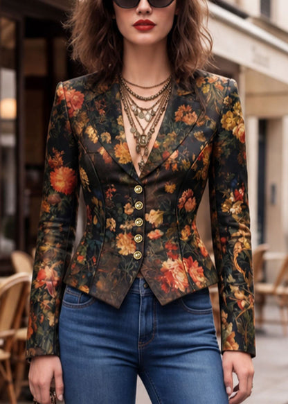 Beautiful Button Print Blazer Jackets Coats Fall