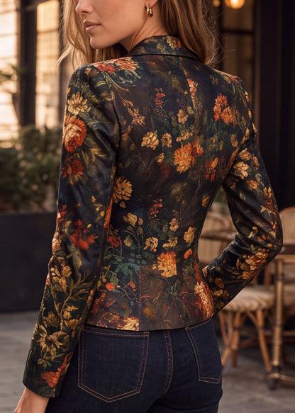 Beautiful Button Print Blazer Jackets Coats Fall