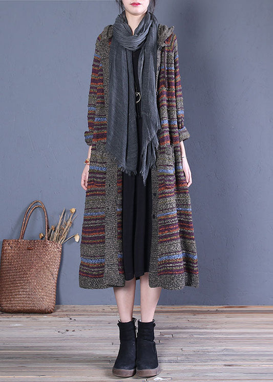 Schöne Kamel Kapuzentaschen Strick Cardigans Frühling