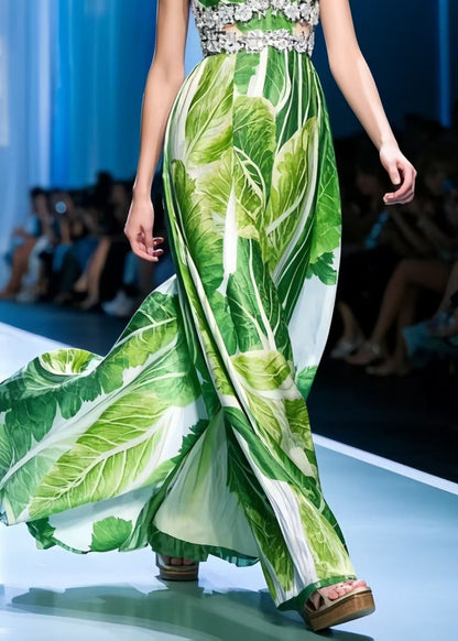 Beautiful Chinese Cabbage Print Chiffon Vestidos Dress Summer