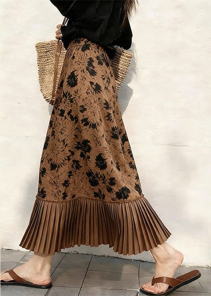 Wunderschöne plissierte Patchwork-Röcke mit Kaffeemuster für den Frühling