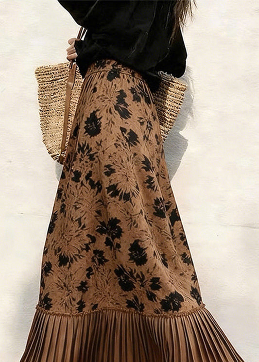 Wunderschöne plissierte Patchwork-Röcke mit Kaffeemuster für den Frühling