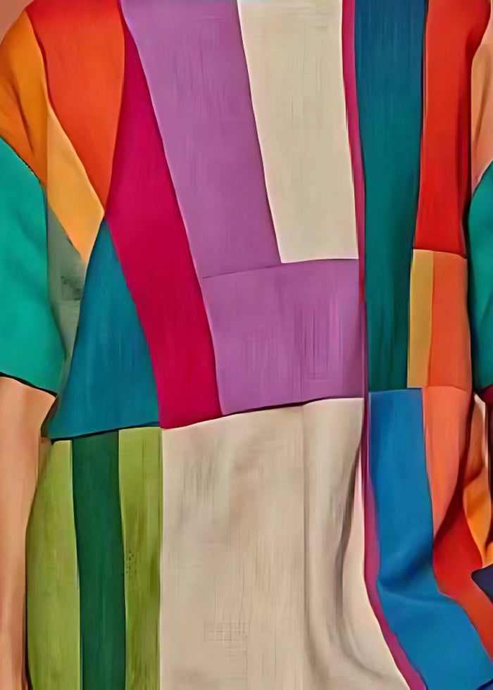 Wunderschönes Colorblock Oversized Patchwork Leinen Tank Sommer