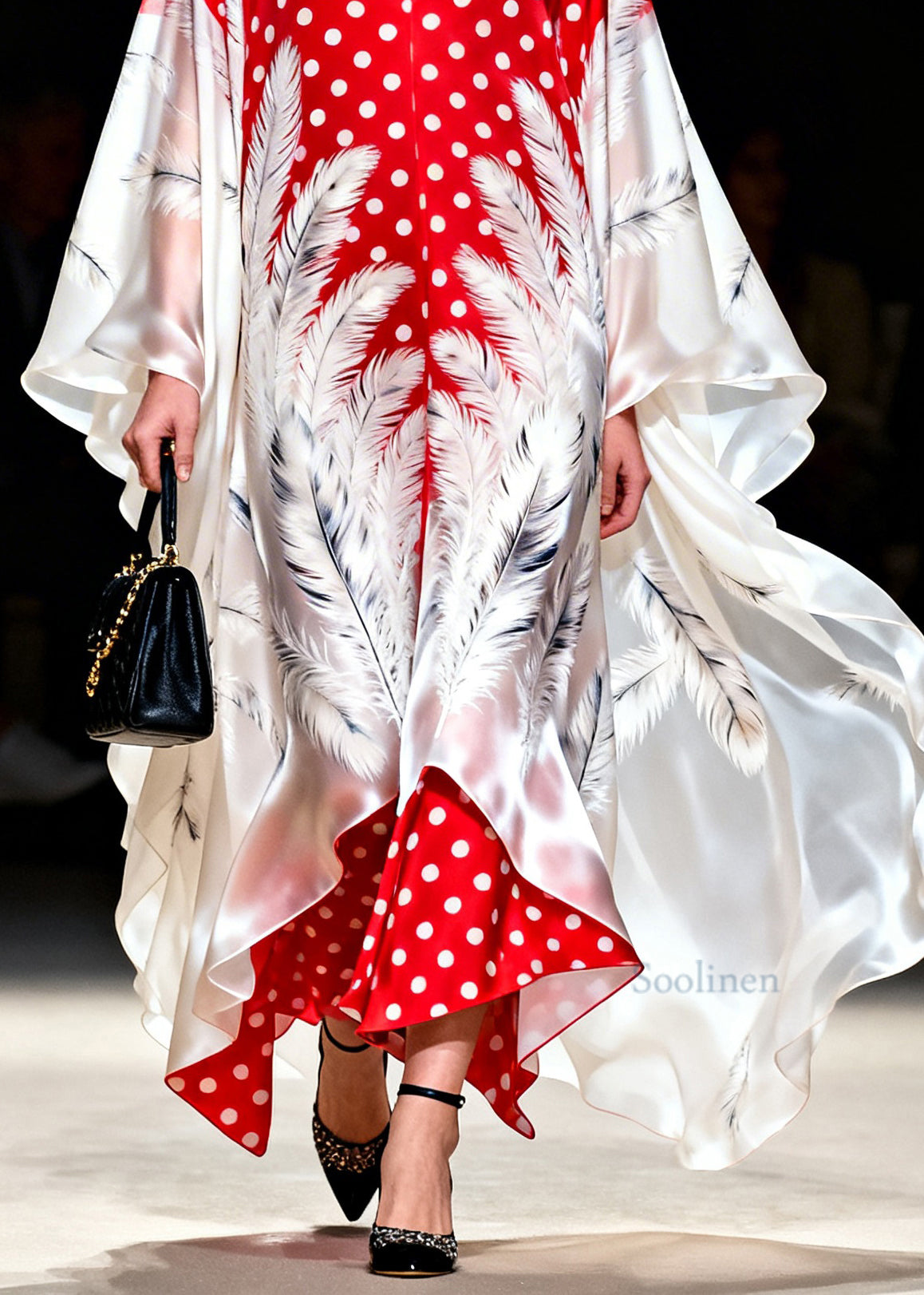 Beautiful Colorblock V Neck Print Chiffon Robe Dresses Summer