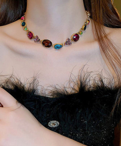 Wunderschöne Halskette mit floralem Halsband aus goldenem Achat, Perlen und Zirkonia