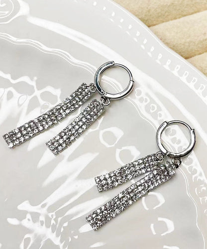 Hermosos aretes colgantes de cristal de circonita y oro de 14 quilates con sobredorado de cobre dorado