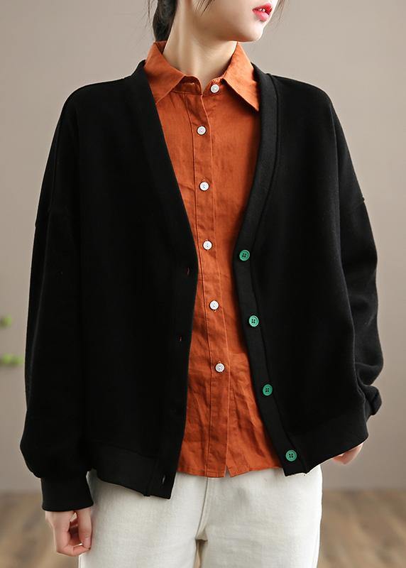 Beautiful Gray Fashion Clothes Pattern V Neck Button Down Spring outwears - SooLinen