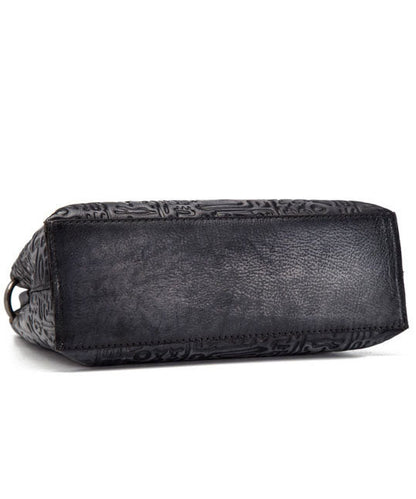 Beautiful Grey Oracle bone pattern Paitings Leather Satchel Handbag