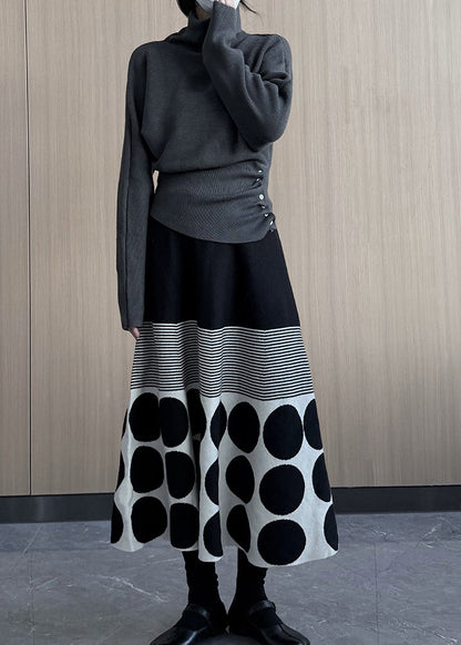 Beautiful Grey Turtle Neck Asymmetrical Design Knit Pullover Winter