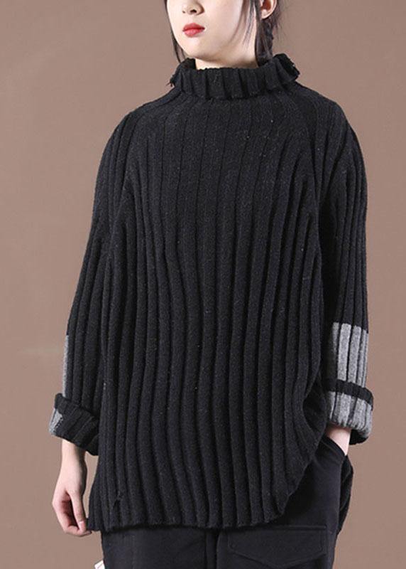 Beautiful Grey Turtleneck Side open Fall Cozy Sweater - SooLinen