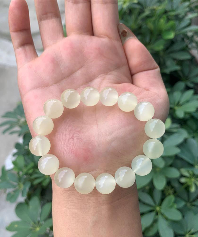 Beautiful Jade Bead Translucent With A Hint Of Cat's Eye Bracelet