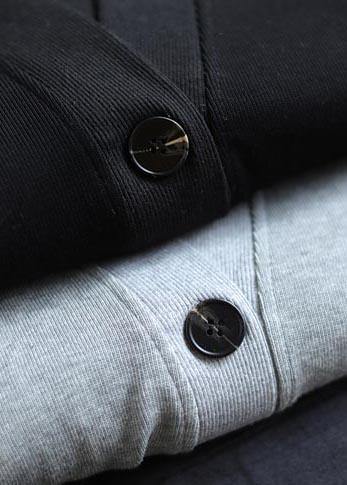 Beautiful Light Gray Top Quality Clothes Gifts V Neck Button Down Spring Jackets - SooLinen