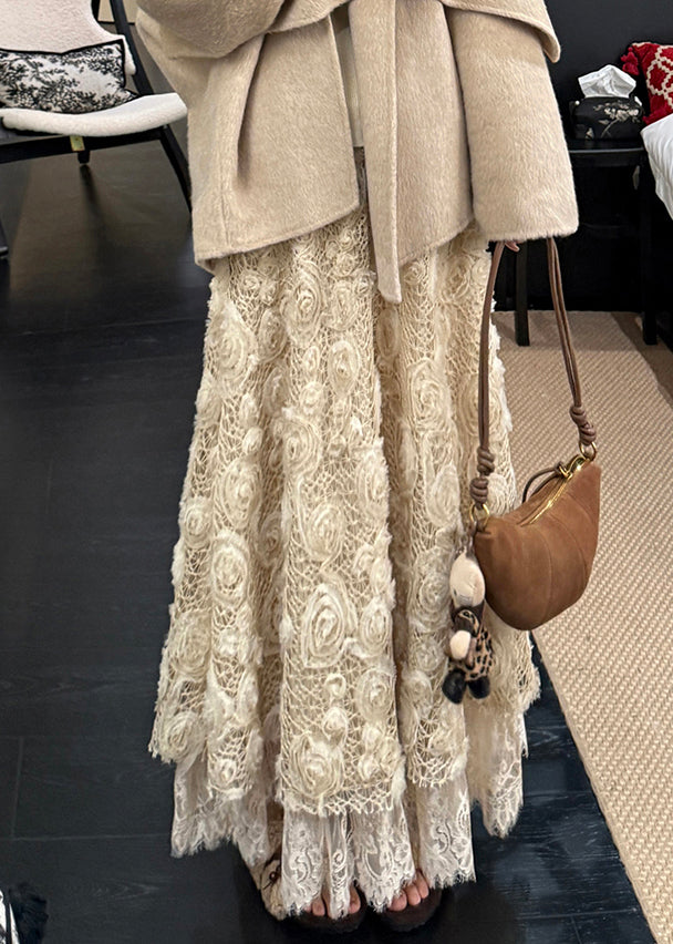 Hermosa falda de línea A con cintura elástica y estampado floral amarillo claro para primavera