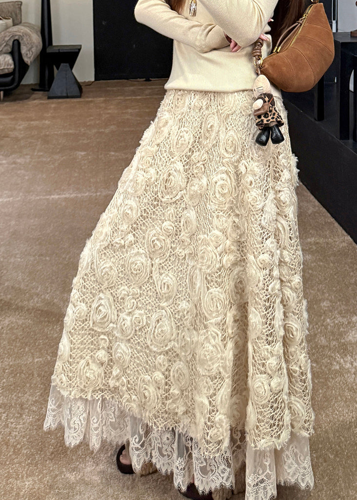 Hermosa falda de línea A con cintura elástica y estampado floral amarillo claro para primavera