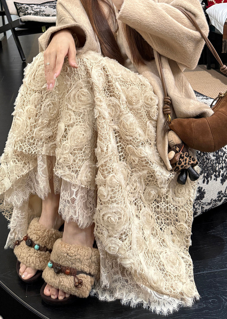 Hermosa falda de línea A con cintura elástica y estampado floral amarillo claro para primavera