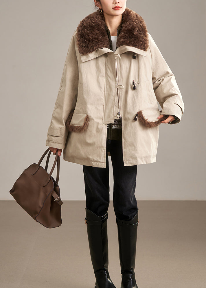 Beautiful Navy Peter Pan Collar Fur Collar Duck Down Puffer Coat Winter